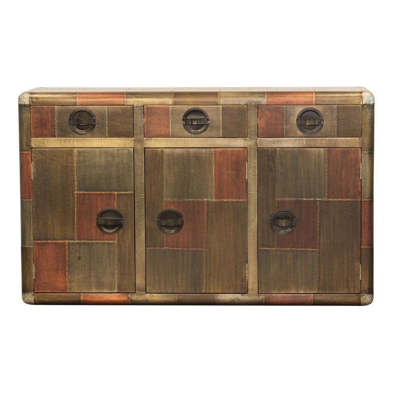 Mar Vista 3-Drawer 3-Door Sideboard with Copper Metal Cladding