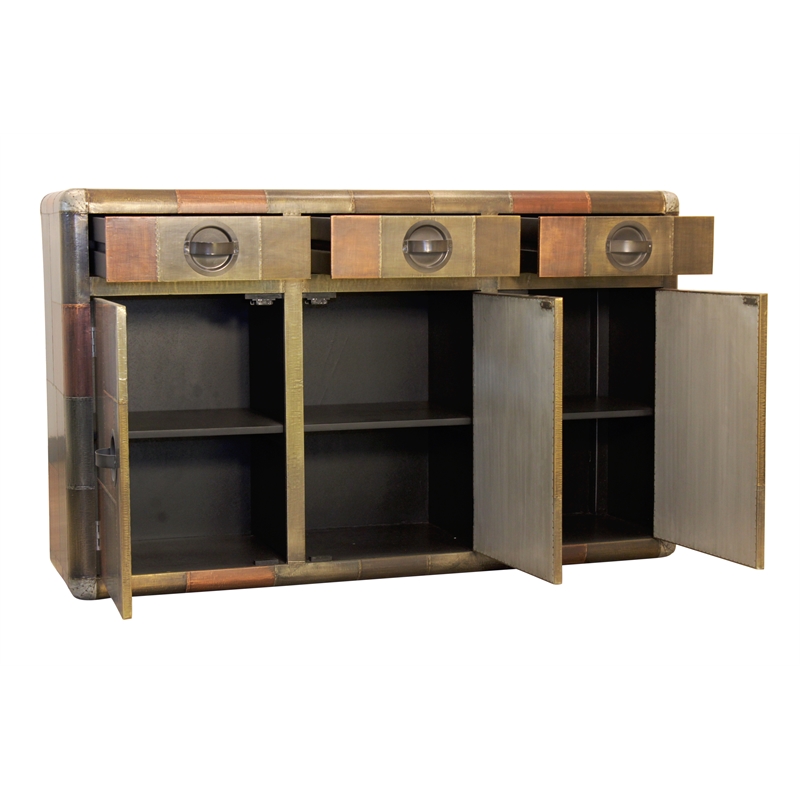 Mar Vista 3-Drawer 3-Door Sideboard with Copper Metal Cladding