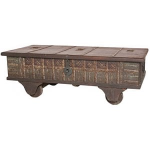 Bend Pitara Wheel Solid Wood Cocktail Table in Brown