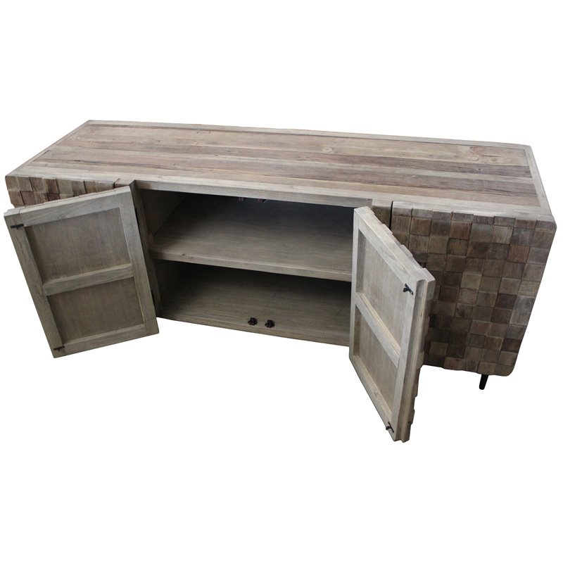 Norwalk 4-Door Solid Elm Wood Buffet in Brown Finish