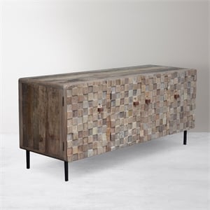 Norwalk 4-Door Solid Elm Wood Buffet in Brown Finish
