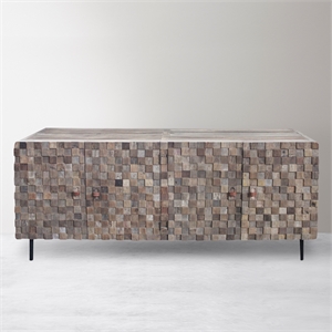 Norwalk Solid Wood 4 Door Buffet with Mosaic Detail in Brown