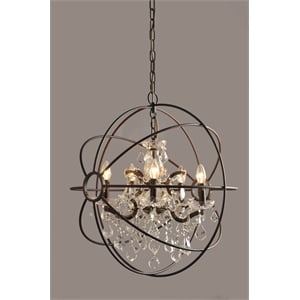 olivia cast iron globe pendant with crystal accents in brown