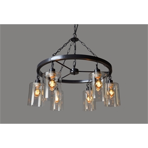 mae clear glass pendant on black cast iron frame