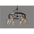 Mae Clear Glass Pendant on Black Cast Iron Frame