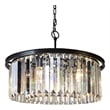 Charlotte Pendant Fixture with Clear Glass Crystals in Antique Black Metal