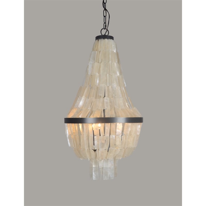 Josephine Pendant Fixture with Capiz Shells in Antique Bronze Metal