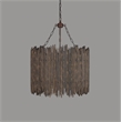 Nell Pendant Fixture in Cast Iron and Solid Wood with Rustic Black Finish