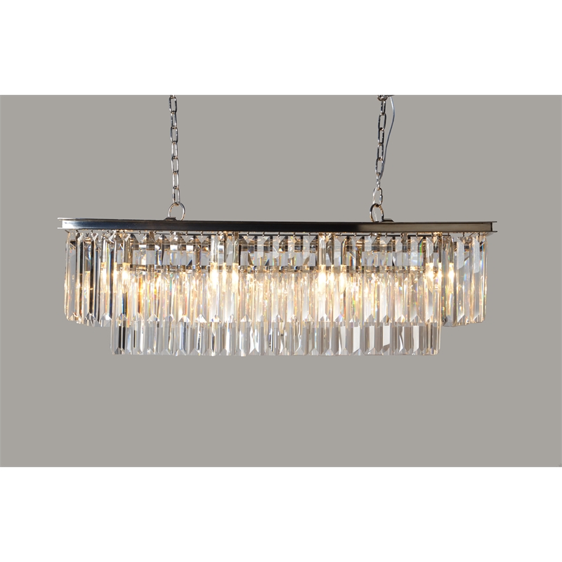 Chloe Pendant Fixture in Antique Black Cast Iron with Clear Glass Crystals