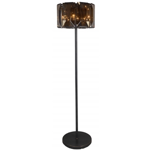 eva floor lamp in antique bronze metal finish w/ amber finished glass