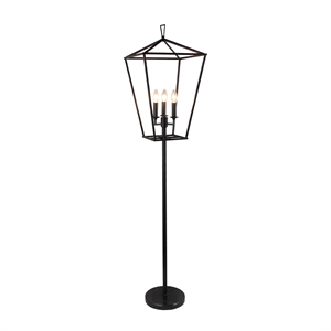 hollie 3-light lantern floor lamp in black metal