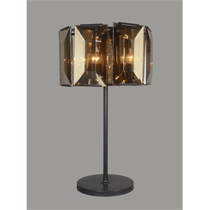 eva table lamp in antique bronze metal with amber finished glass shade