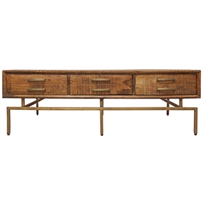 Goldbust Solid Wood 6 Drawer Cocktail Table in Brown