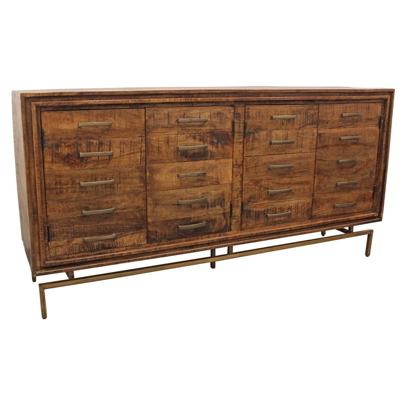 Goldbust Solid Wood 4 Door Sideboard in Brown
