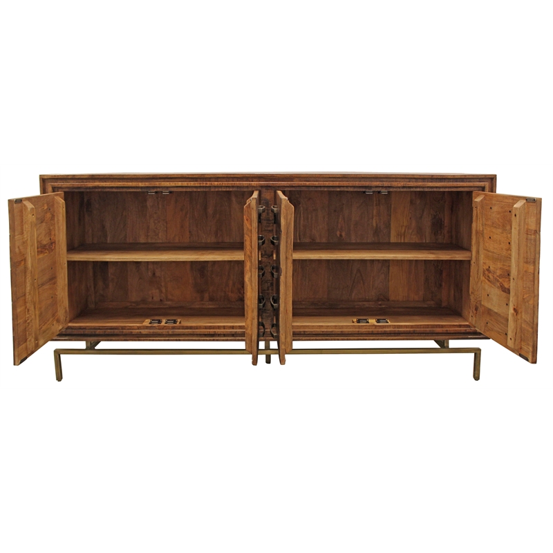Goldbust Solid Wood 4 Door Sideboard in Brown