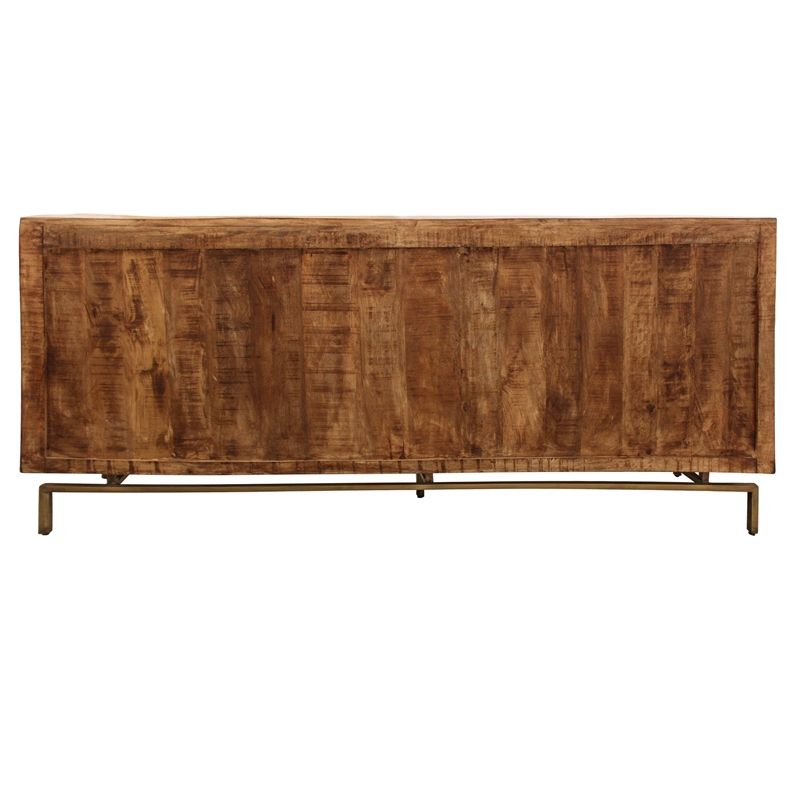 Goldbust Solid Wood 4 Door Sideboard in Brown