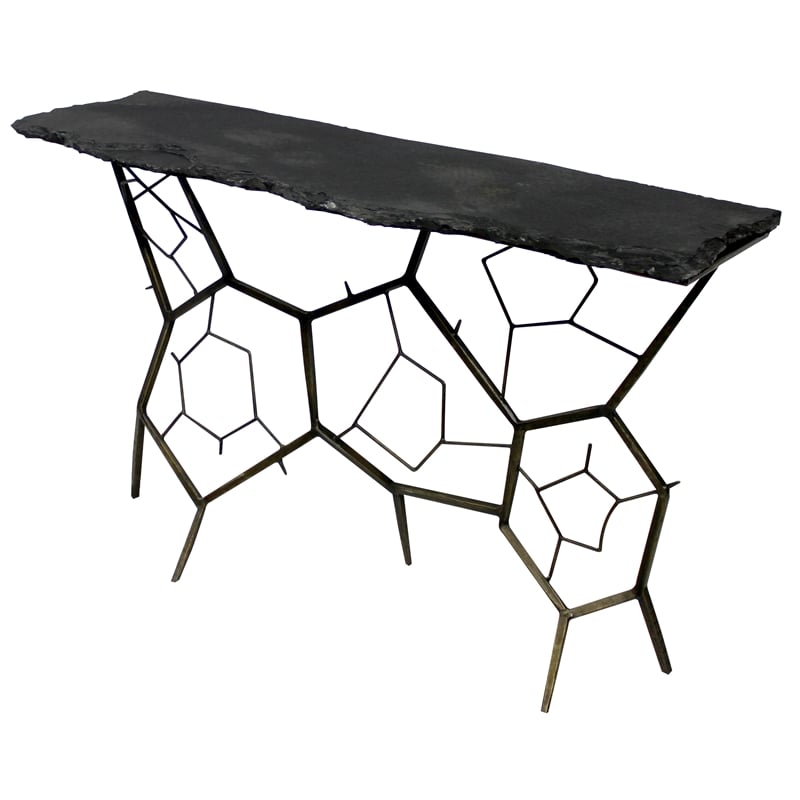 Collins Stone Console Table on Black Cast Iron Base