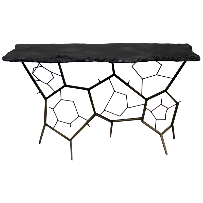 Collins Stone Console Table on Black Cast Iron Base