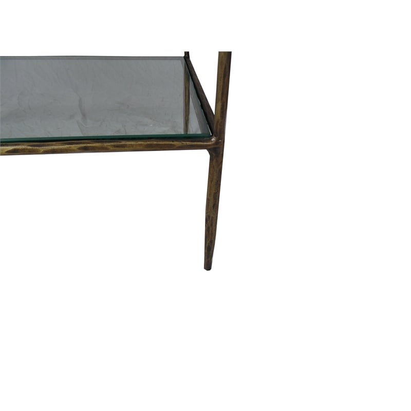 Orlando Melvin Glass Display Stand with Antique Brass Forged Iron Frame