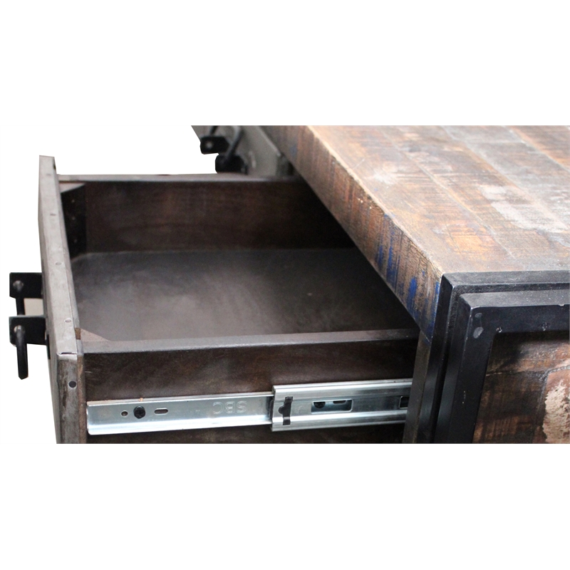 Allison Solid Wood 3 Door 3 Drawer Industrial Looking Buffet in Brown