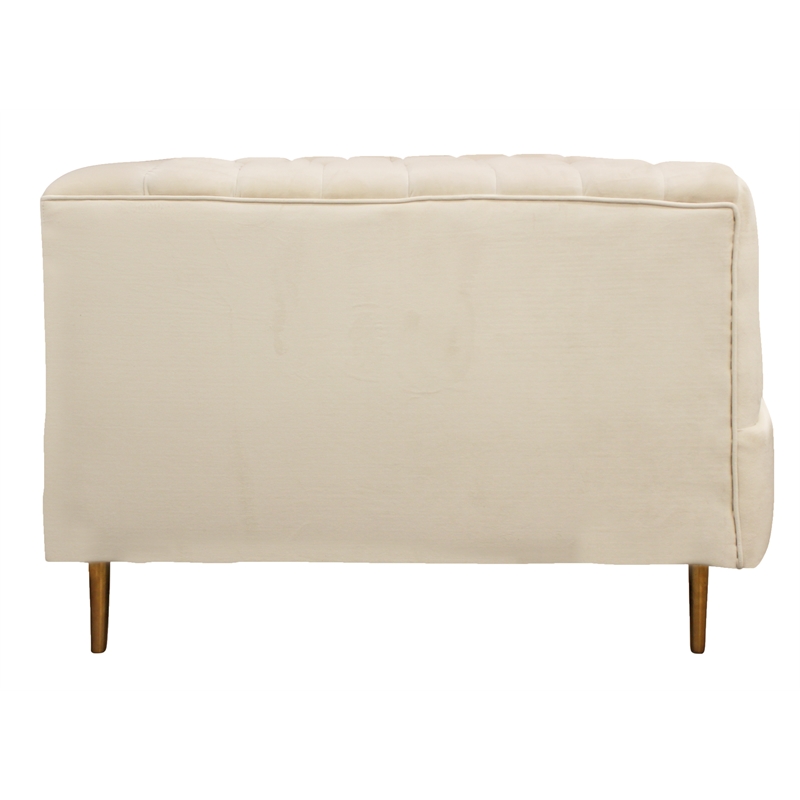 Ruth Sofa in Ivory Velvet with Gold Tone Metal Legs and 2 Toss Pillows