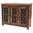 Beach Reclaimed Solid Wood 3-Door Buffet in Multi-Color with Iron Doors