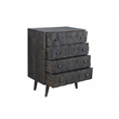Onyx 4-Drawer Solid Wood Chest in Dark Gray with Hand-Carved Details