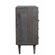 Onyx 4-Drawer Solid Wood Chest in Dark Gray with Hand-Carved Details