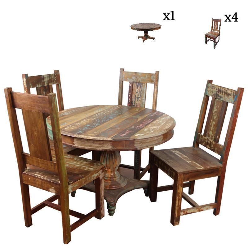 Trinidad 42" Solid Wood Round Dining Table Set with 4 Chairs in MultiColor Cymax Business