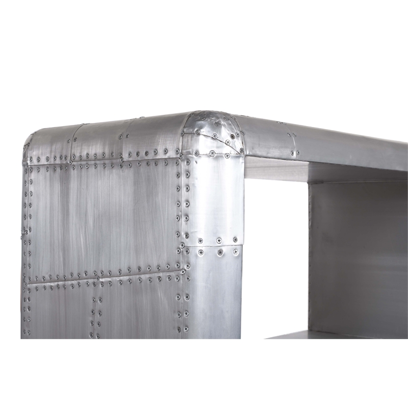 Pilot 2 Drawer Bookcase with Silver Aluminum Cladding and Exposed Screws