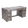 Pilot Executive Desk with Silver Aluminum Cladding and Leather Accents