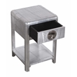 Pilot 1-Drawer Side Table with Silver Aluminum Cladding
