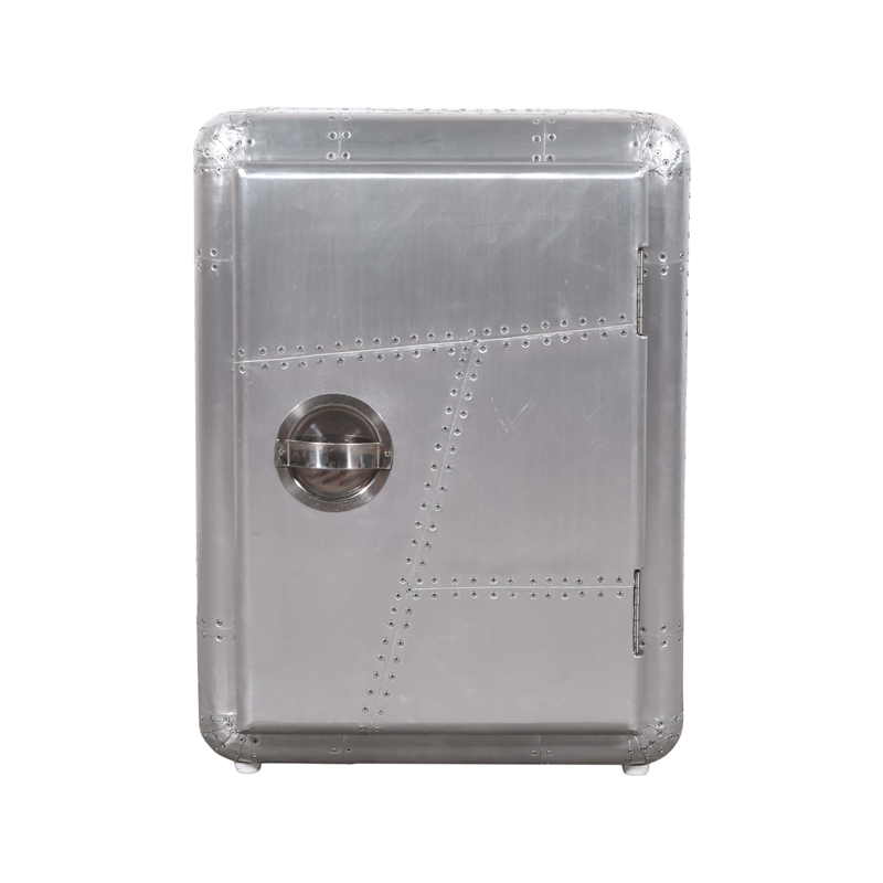 Pilot 1-Door Side Table/Cabinet with Silver Aluminum Cladding