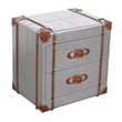 Pilot 2-Drawer Nightstand with Silver Aluminum Cladding and Leather Accents