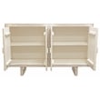 Albert Solid Wood Cabinet with 4 Hand Carved Doors and Distressed White Finish
