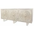 Albert Solid Wood Cabinet with 6 Hand Carved Doors and Distressed White Finish