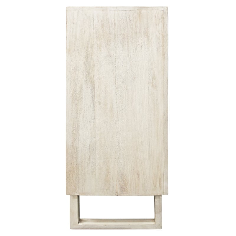 Albert Solid Wood Cabinet with 6 Hand Carved Doors and Distressed White Finish