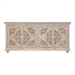 Carter Eagle 4-Door Sideboard in Distressed White Finish on Mango Solid Wood