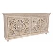 Carter Eagle 4-Door Sideboard in Distressed White Finish on Mango Solid Wood