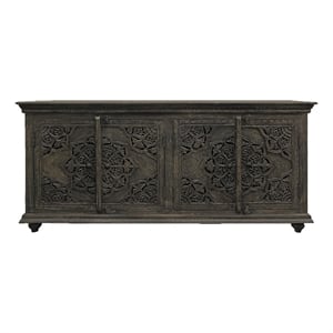 Carter Eagle 4-Door Sideboard in Distressed Gray Finish on Mango Solid Wood