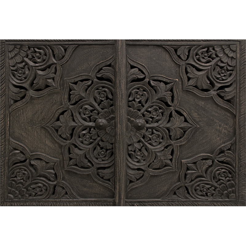 Carter Eagle 4-Door Sideboard in Distressed Gray Finish on Mango Solid Wood