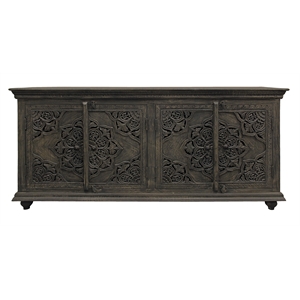 carter eagle solid wood 4-door sideboard with distressed finish in gray