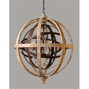 grace cast iron and solid wood globe with crystal accents in brown