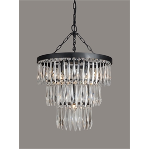 amelia pendant fixture with clear crystals in black cast iron