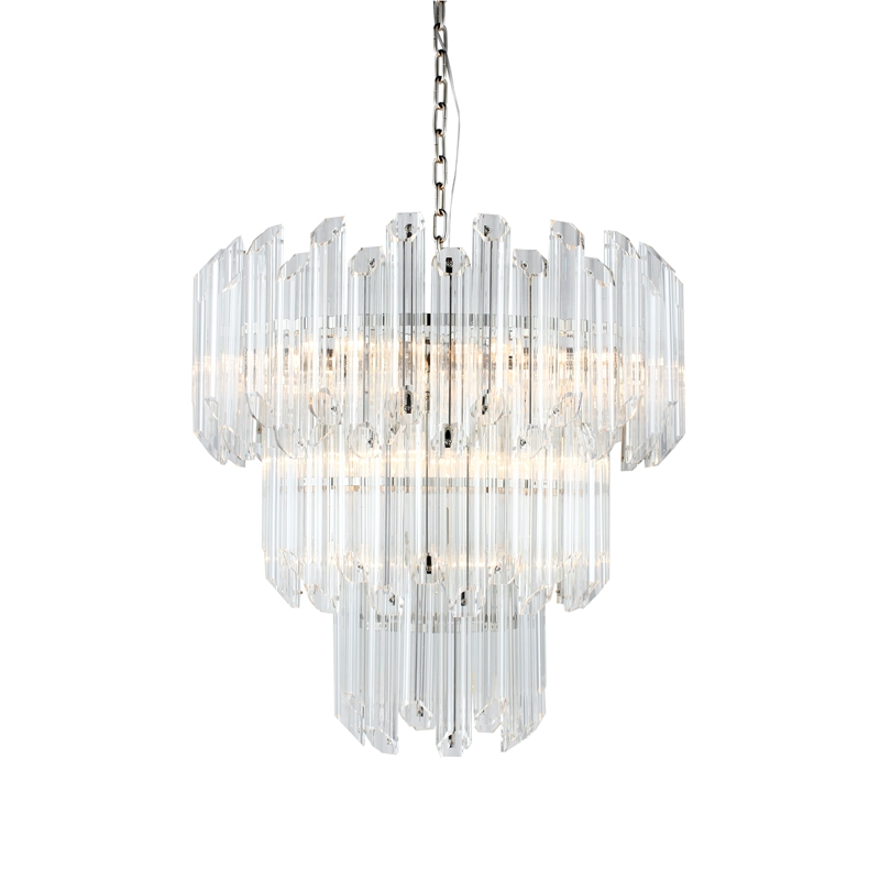 Harmonie Crystal Clear Glass Fixture in Nickel Finished Metal