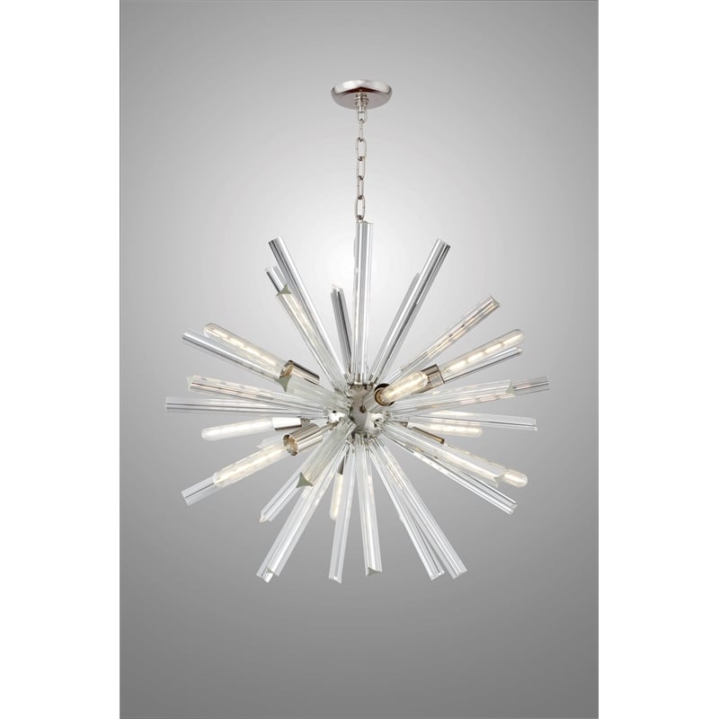 Krystal Crystal Clear Glass Fixture on Cast Iron Frame w/Polished Nickel Finish