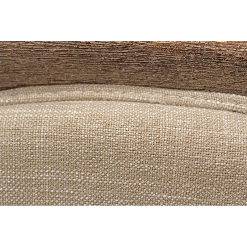 Dan Lounge Arm Chair with Exposed Wood Trim and Frame in Natural Linen Fabric