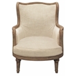 Dan Lounge Arm Chair with Exposed Wood Trim and Frame in Natural Linen Fabric