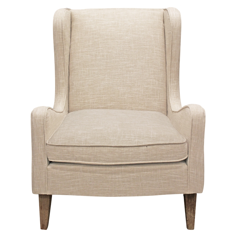 Boulter Lounge Chair with Solid Wooden Legs in Natural Linen Fabric