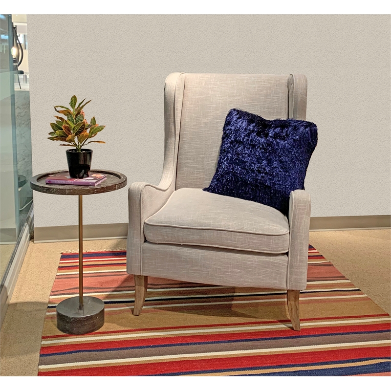 Boulter Lounge Chair with Solid Wooden Legs in Natural Linen Fabric